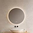 EMKE - EMKE Miroir de salle de bain LED rond diamètre 60 cm, Rétro-éclairage sans cadre, Interrupteur Tactile, 3 Couleurs de Lumière - vignette