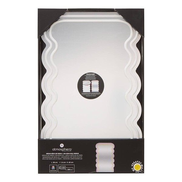 ATMOSPHERA - Néon LED Miroir Wavy 60x38cm - large