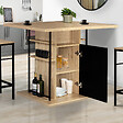 ID MARKET - Ilot central UGO 110 cm bois noir et imitation hêtre avec rangements design industriel - vignette
