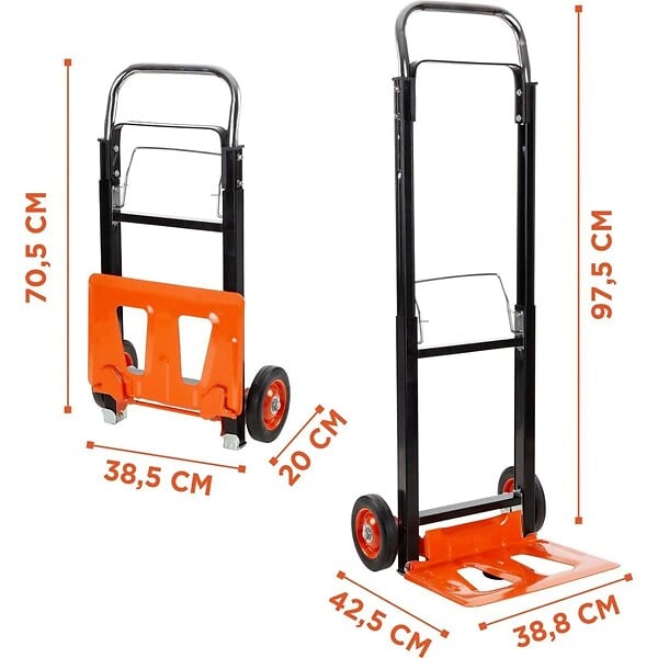 BLACK+DECKER - Chariot diable pliant Charge 90 kg BLACK & DECKER Compact et Léger Chariot à roues Manutention Déménagement Stockage - large