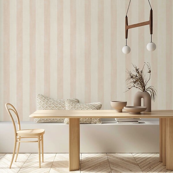 LUTECE - Papier peint vinyle intissé rayure rose délicat - large