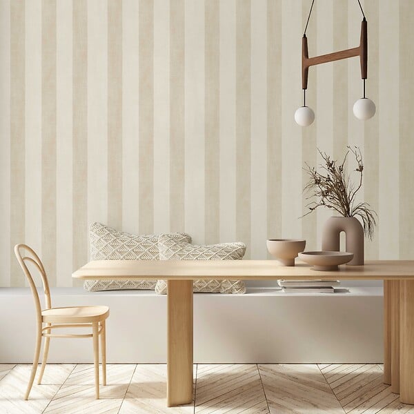 LUTECE - Papier peint vinyle sur intissé rayure beige - large