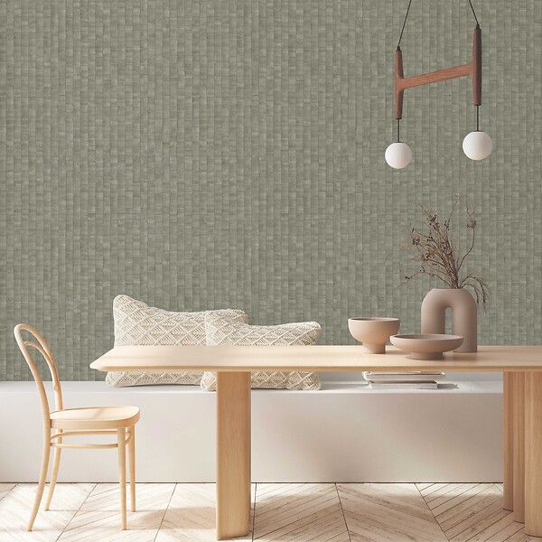 LUTECE - Papier peint vinyle intissé Jardin d'Eden 2 - Vert kaki - large