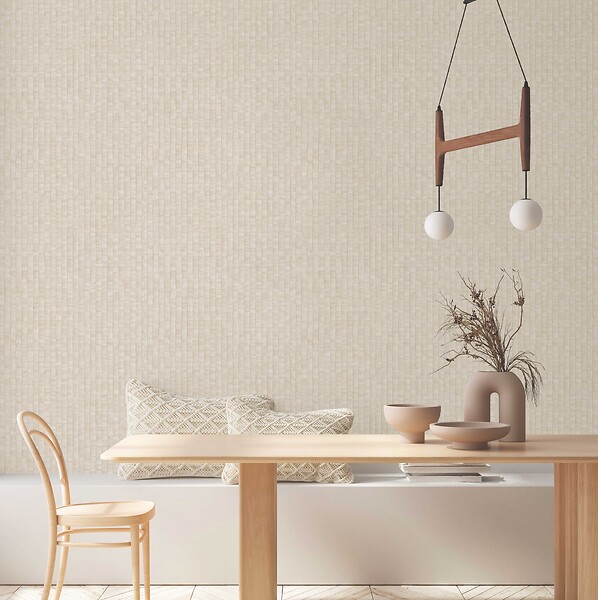 LUTECE - Papier peint vinyle intissé reliure beige - 10,05x0,53m - large
