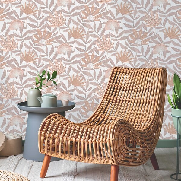 LUTECE - Papier peint vinyle sur support intissé capetown, fleuri terracotta - large