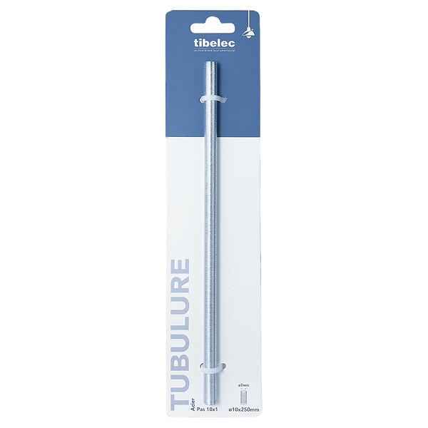 TIBELEC - Tubulure filetée acier - 250 mm - large