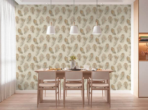 AS CREATION - Papier peint vinyle intissé Macata - Beige ocre - large