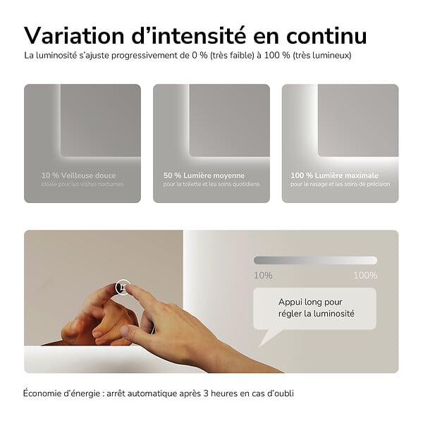 EMKE - EMKE Miroir LED de Salle de Bain 60 x 80 cm,  Antibuée, Interrupteur Tactile,  Intensité réglable 3 Températures - large