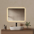 EMKE - EMKE Miroir LED Salle de Bain 60 x 40 cm, Rétro-éclairage, Anti-buée, Interrupteur à bouton, Blanc Froid/Chaud - vignette
