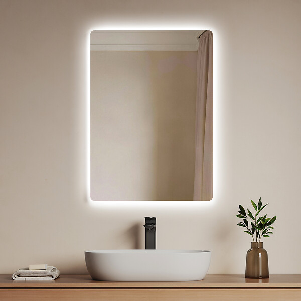 EMKE - EMKE Miroir LED Salle de Bain 50 x 70 cm, Verre sans Cuivre, Blanc Froid 6500K, Pose H/V, IP44 - large