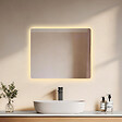 EMKE - EMKE Miroir LED Salle de Bain 50 x 60 cm, Rétro-éclairage, Anti-buée, Interrupteur à bouton, Blanc Froid/Chaud - vignette