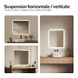 EMKE - EMKE Miroir LED Salle de Bain 50 x 60 cm, Rétro-éclairage, Anti-buée, Interrupteur à bouton, Blanc Froid/Chaud - vignette