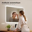 EMKE - EMKE Miroir LED Salle de Bain 60 x 80 cm,  Antibuée, Interrupteur Tactile,  Intensité réglable, Blanc Froid - vignette