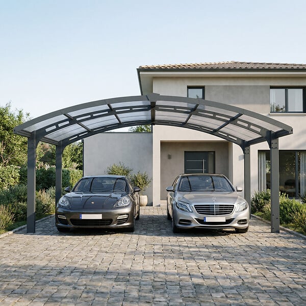 CANOPIA - Canopia Carport Double Arizona Wave 4,95 x 5,78 m Gris - large