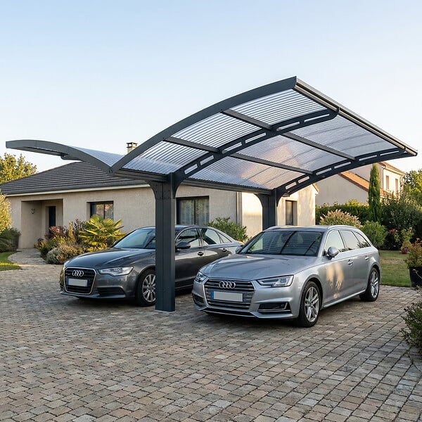 CANOPIA - Canopia Carport Double Arizona Wave 4,95 x 5,78 m Gris - large