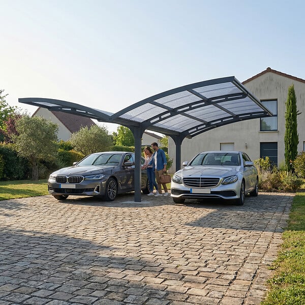 CANOPIA - Canopia Carport Double Arizona Wave 4,95 x 5,78 m Gris - large