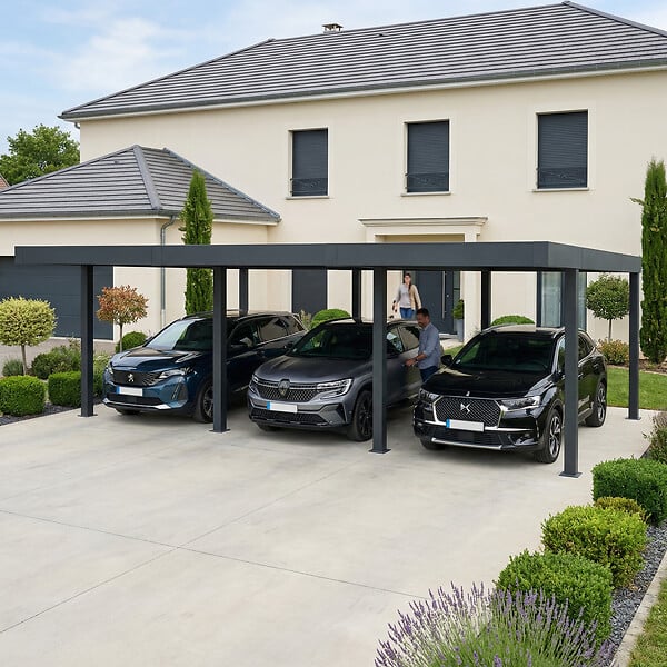 CANOPIA - Canopia Carport Double OSLO 9,01 x 5,96 m NOIRES - large