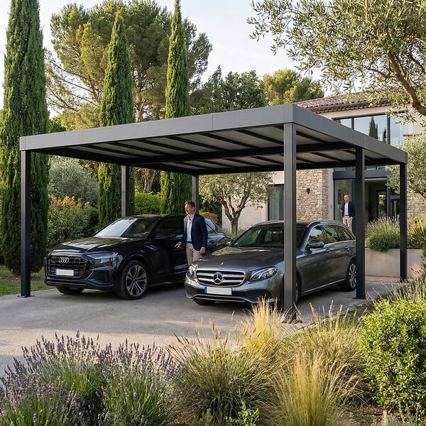 CANOPIA - Canopia Carport Double OSLO 6,07 x 5,96 m NOIRES - large