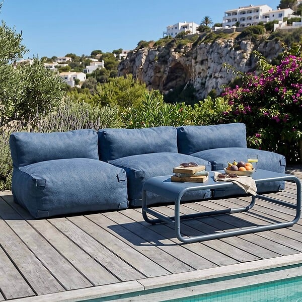 OVIALA - Salon de jardin modulable 3 places bleu pacific - Mixi - large