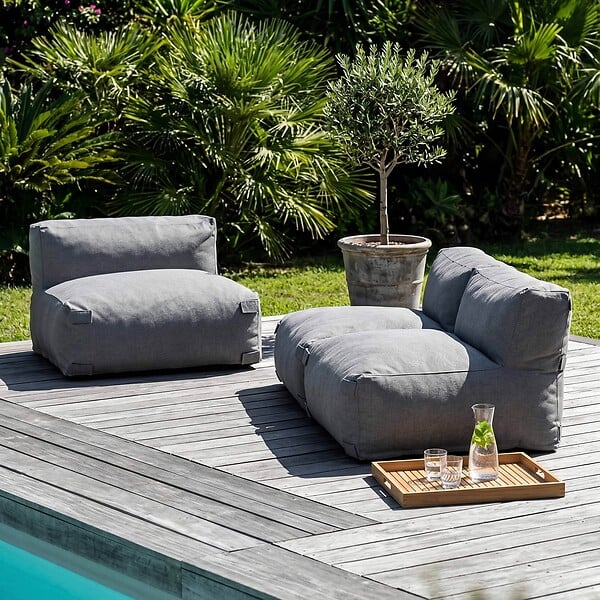 OVIALA - Salon de jardin modulable 3 places gris - Mixi - large