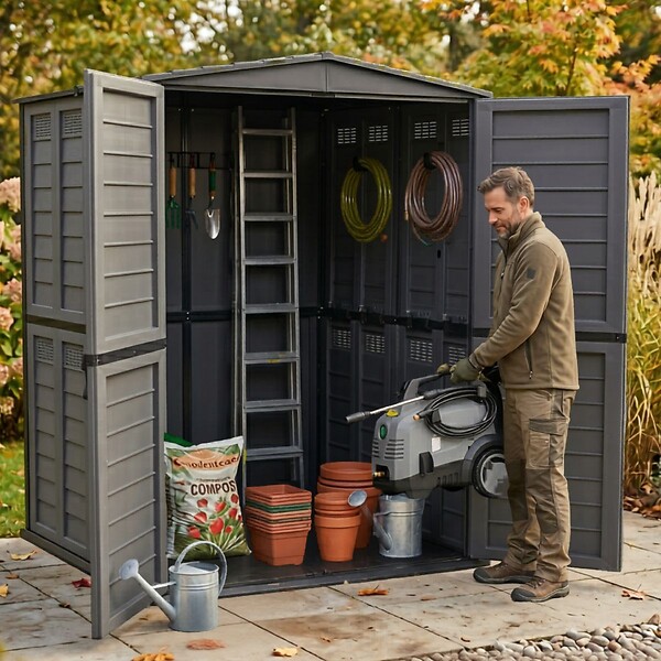 ARTPLAST - Abri de Jardin Extérieur 5500L Gris Anthracite - Polypropylène 151x208x200 - Cabanon de jardin Plancher intégré ARTPLAST - large