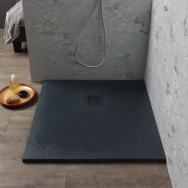 KIAMAMI VALENTINA - Receveur De Douche 90X90 Résine Gris Anthracite Effet Pierre | Muse - large