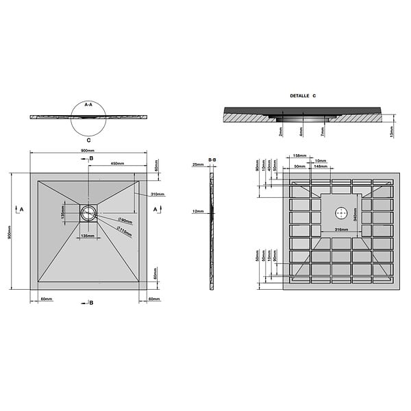 KIAMAMI VALENTINA - Receveur De Douche 90X90 Résine Gris Anthracite Effet Pierre | Muse - large
