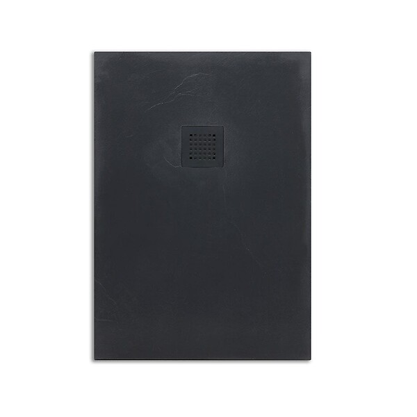 KIAMAMI VALENTINA - Receveur De Douche 150X80 En Résine Anthracite Avec Couvercle De Bonde En Acier Anthracite | Muse - large