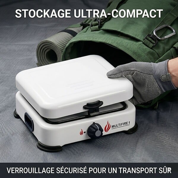 INTEC - Réchaud à gaz portable 1 feu 1500W Blanc Brûleur fonte amovible Gaz butane/propane Cuisson d'appoint Exterieure Camping GOLD - large