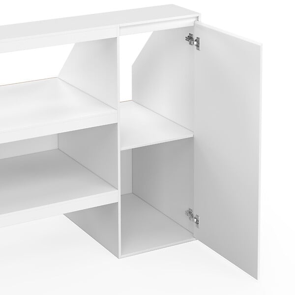 ID MARKET - Ensemble étagère 2 niveaux, armoire 2 armoire 1 porte + 1 niche sous pente TOMI blanc - large