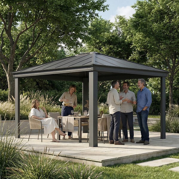 CANOPIA - Canopia Tonnelle de jardin Dallas 3,6X4,3 Gris - large