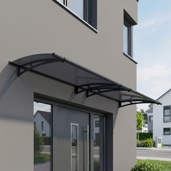 CANOPIA - Canopia Marquise de porte Aquila 302 x 91,5 cm Grise, toiture teintée - large