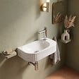 OTITEC - Lave-mains mural droite -40 x 21,5 cm -Blanc rainuré -NOVA - vignette