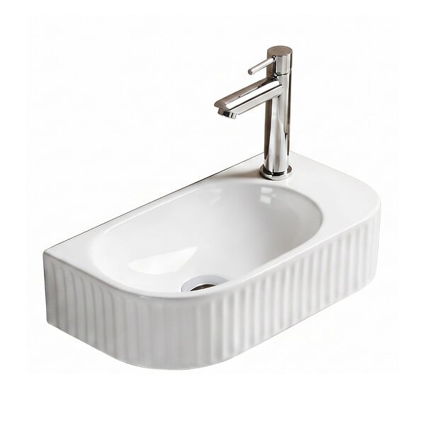 OTITEC - Lave-mains mural droite -40 x 21,5 cm -Blanc rainuré -NOVA - large
