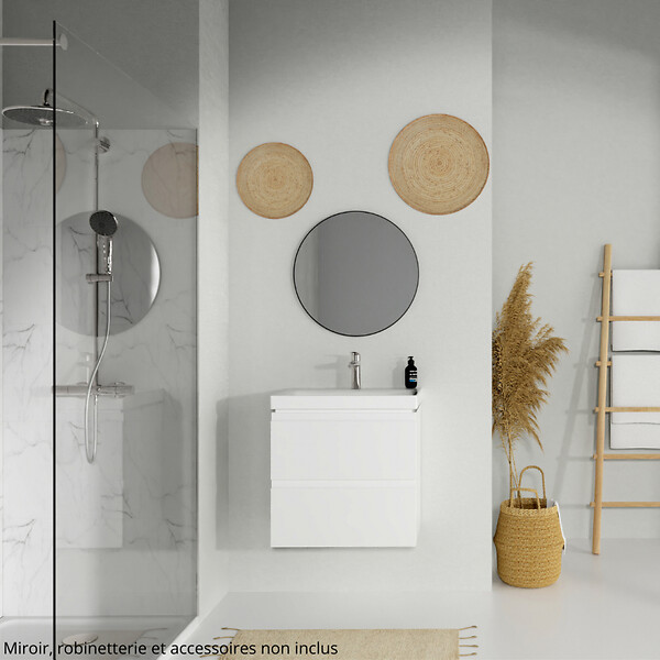 CERSANIT - Meuble salle de bain-60x37.5cm-Gain de place-Blanc Brillant-Moduo Slim - large
