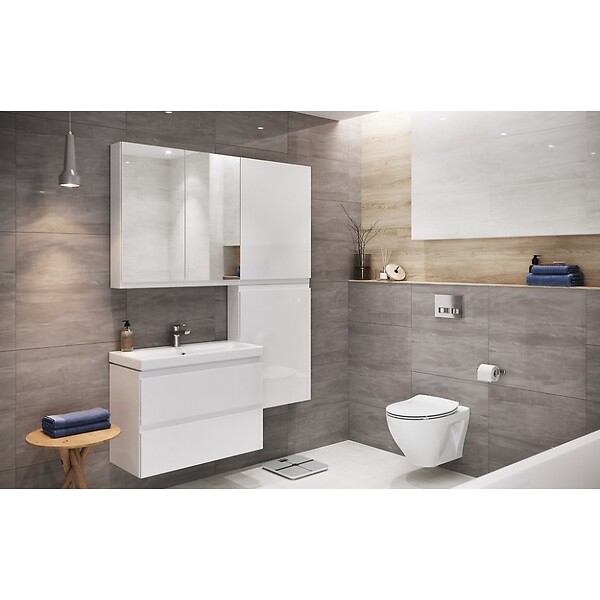 CERSANIT - Meuble salle de bain-60x37.5cm-Gain de place-Blanc Brillant-Moduo Slim - large