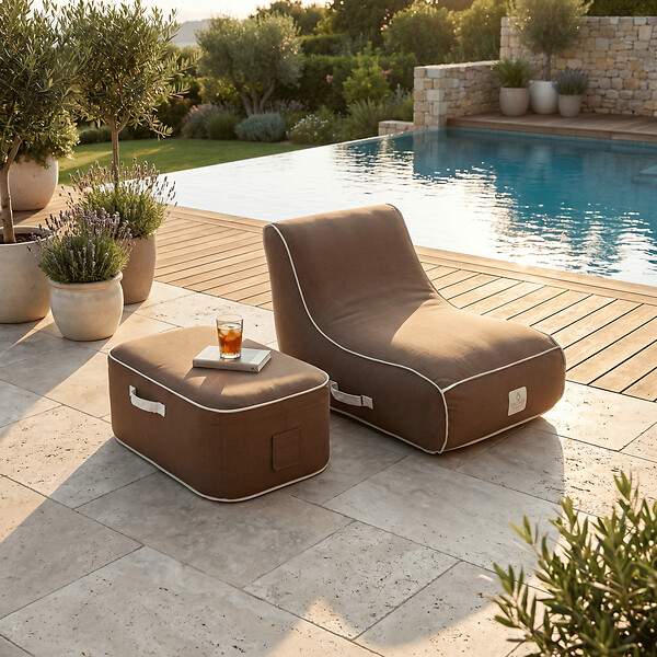 COCO LOUNGE - Pouf de jardin gonflable NUMA Collection Moka - chocolat - large