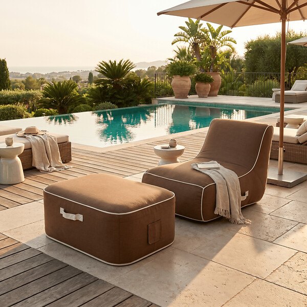 COCO LOUNGE - Pouf de jardin gonflable NUMA Collection Moka - chocolat - large