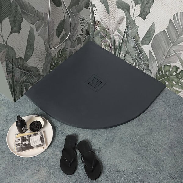 KIAMAMI VALENTINA - Plateau De Douche Angulaire 90X90 En Résine Anthracite | Muse - large