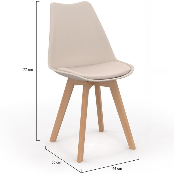 ID MARKET - Lot de 4 chaises scandinaves SARA beige pour salle à manger - large