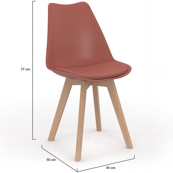 ID MARKET - Lot de 6 chaises scandinaves SARA mix color terracotta x3 et beige x3 - large