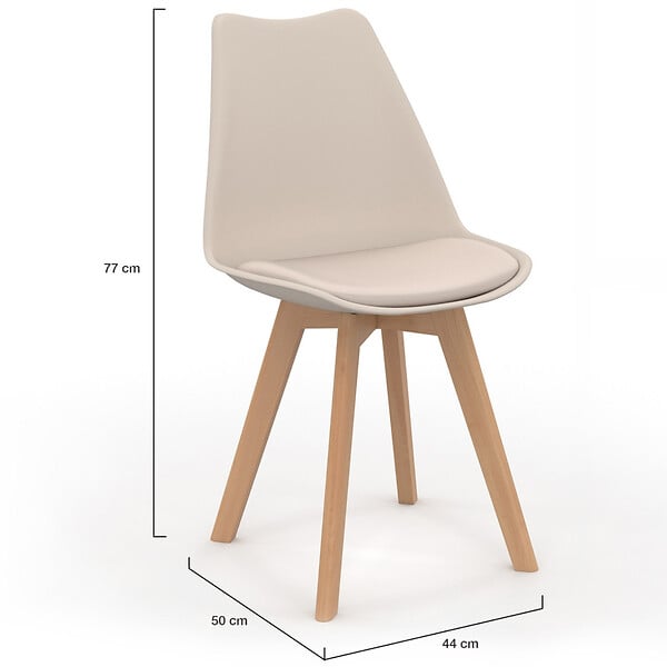 ID MARKET - Lot de 6 chaises scandinaves SARA beige pour salle à manger - large