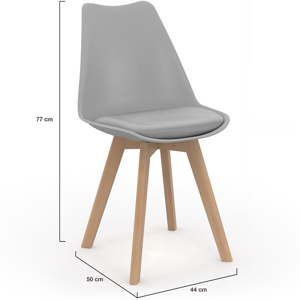 ID MARKET - Lot de 6 chaises scandinaves SARA mix color bleu x2, gris clair, gris foncé x2, jaune - large