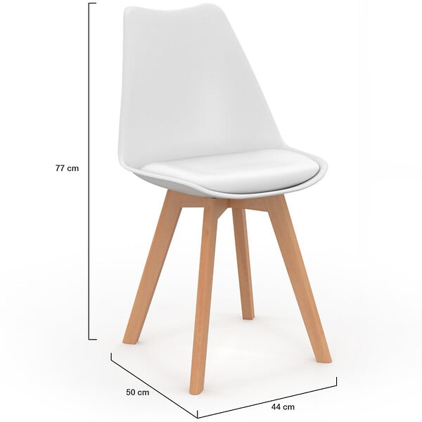 ID MARKET - Lot de 6 chaises scandinaves SARA blanches pour salle à manger - large