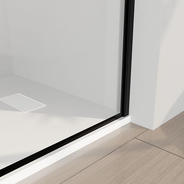 AURLANE - Paroi de Douche avec Volet Pivotant 90+40x195cm - Verre 8mm Anticalcaire - Motifs et Profilés Noir - large