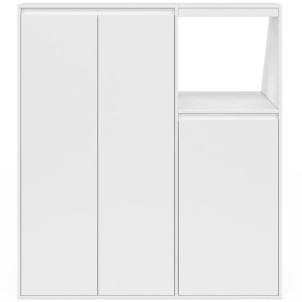 ID MARKET - Ensemble armoires sous pente 2 portes + 1 porte et 1 niche TOMI blanc - large
