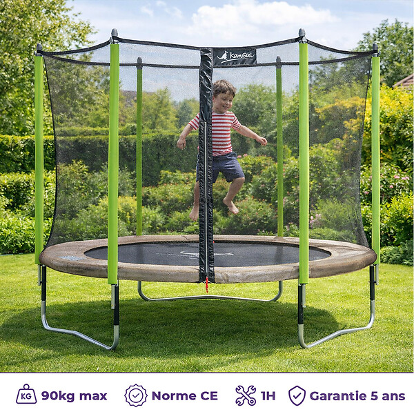 KANGUI - Trampoline Ø 300 cm + filet + échelle + bâche + kit d'ancrage - JUMPI 300 - large
