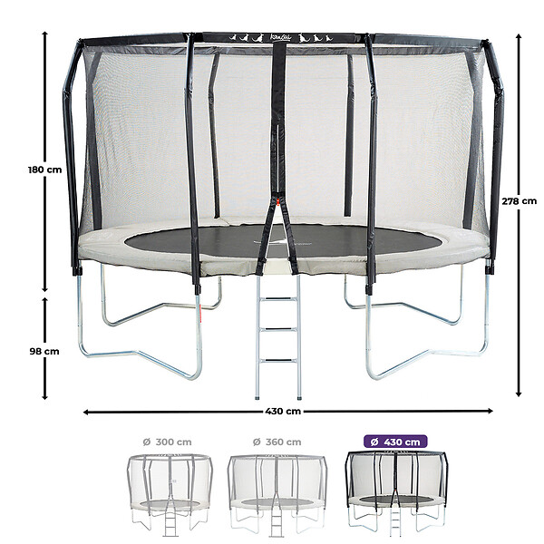 KANGUI - Trampoline Premium Ø 430 cm avec filet de sécurité + échelle - Famili 430 - large