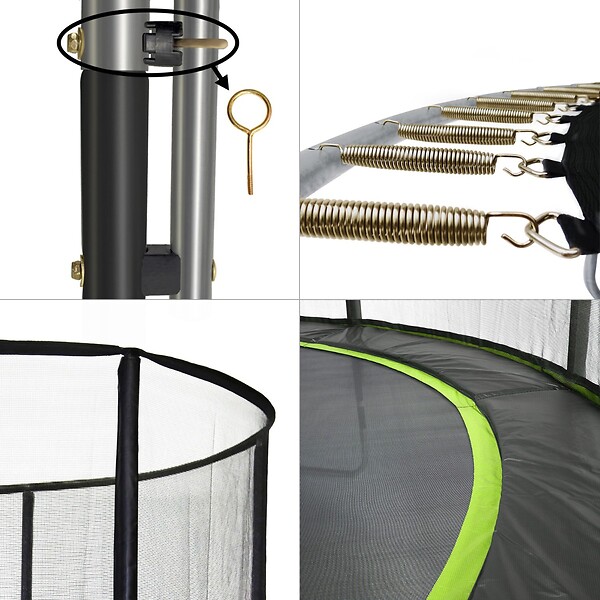 KANGUI - KANGUI Trampoline de jardin rond 305 cm + filet de sécurité - PUNCHI Vert 300 - large