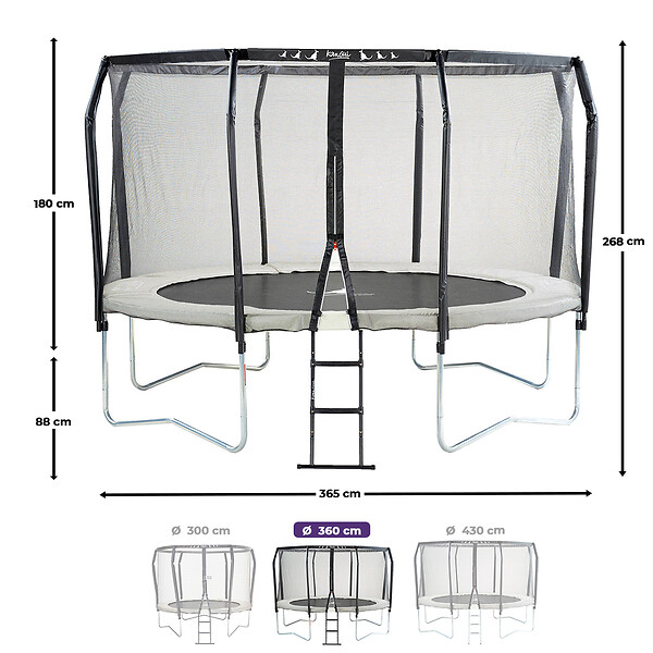 KANGUI - Trampoline Premium Ø 360 cm avec filet de sécurité + échelle - Famili 360 - large
